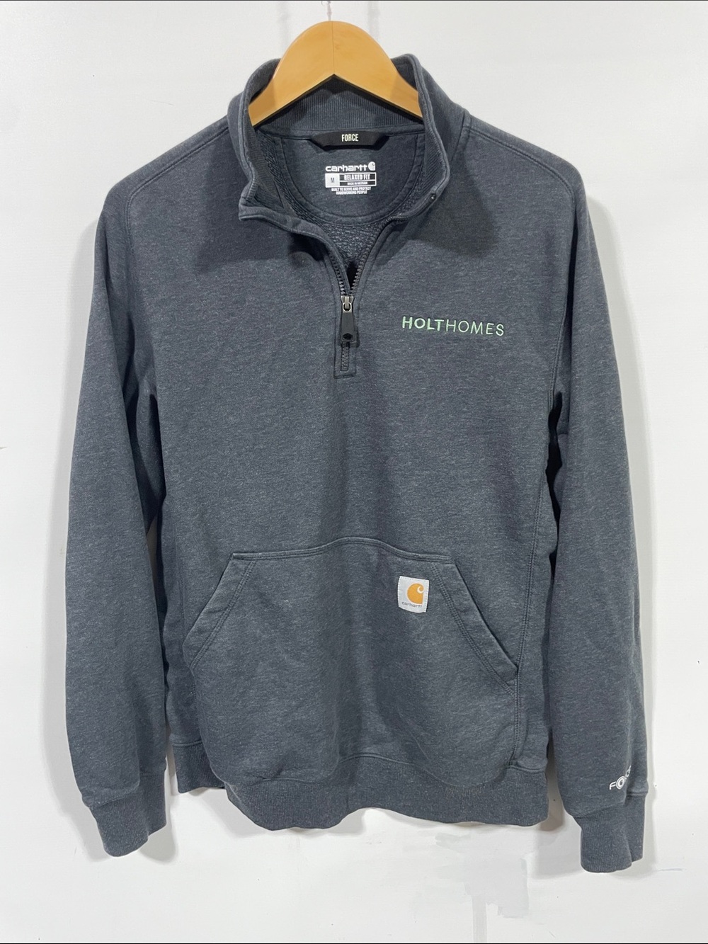 Carhartt Charcoal Half-Zip Sweatshirt with Holthomes Embroidery